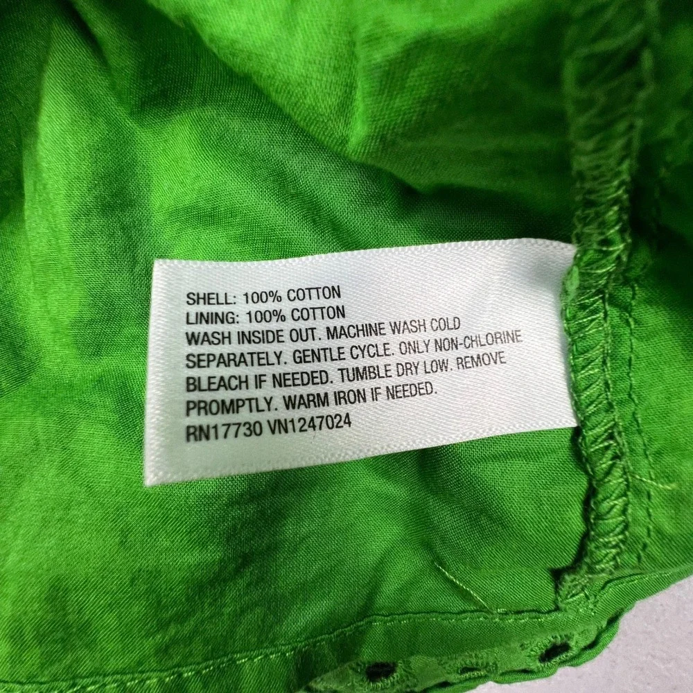 Kate Spade Eyelet Crop Top Womens Large Green Cotton Sleeveless Preppy Summer‎